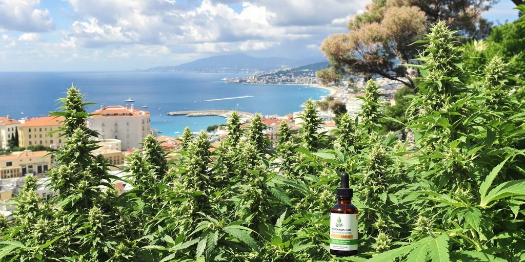 Scenic view of cannabis plants in Nice, France.