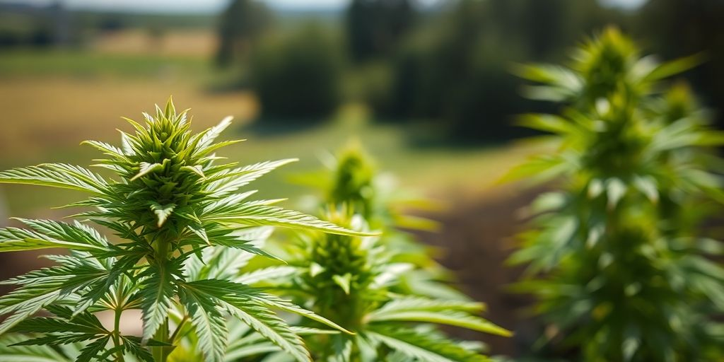 Green cannabis pants growing in a natural setting
